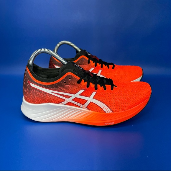 NEW Asics Magic Speed Athletic Running Shoes Sunrise Red White - Picture 2 of 9